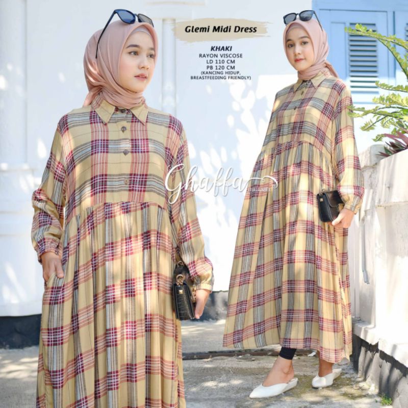 glemi midi dress bahan rayon viscose by ghaffa the label