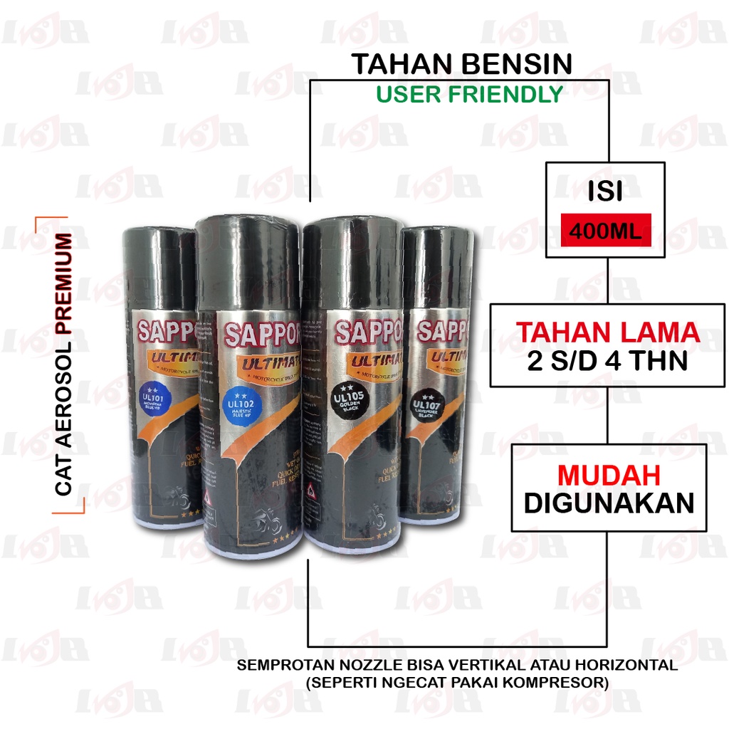 SAPPORO ULTIMATE UL Blue &amp; Black Series Cat Semprot Aerosol Paint Variasi