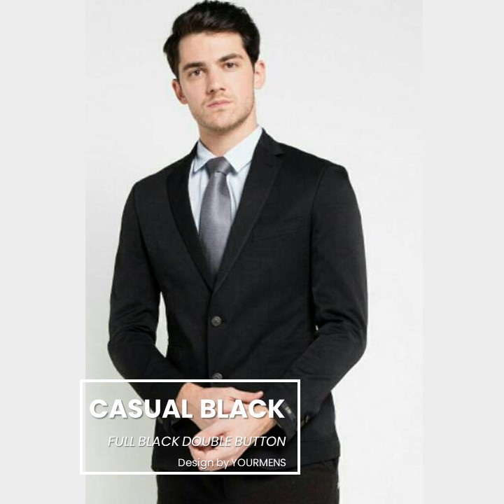 BLAZER HITAM FORMAL PRIA - JAS RESMI KANTOR SLIM CASUAL BLACK NIKAYU HIGH TWIST