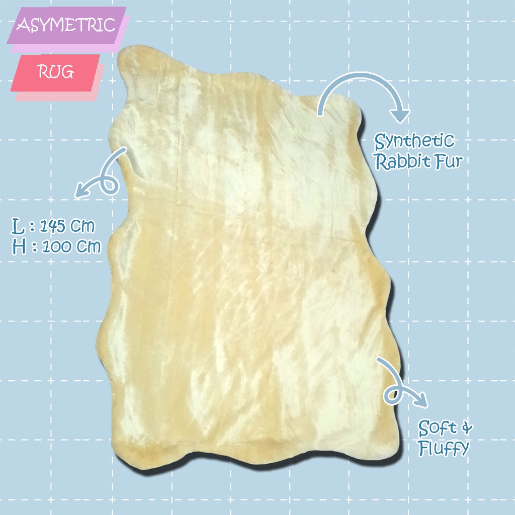 Asymetric Korea Fur Rug Karpet bulu korea asimetris Russian Fur Rabbit Fur Room Decor Aesthetic Rug 