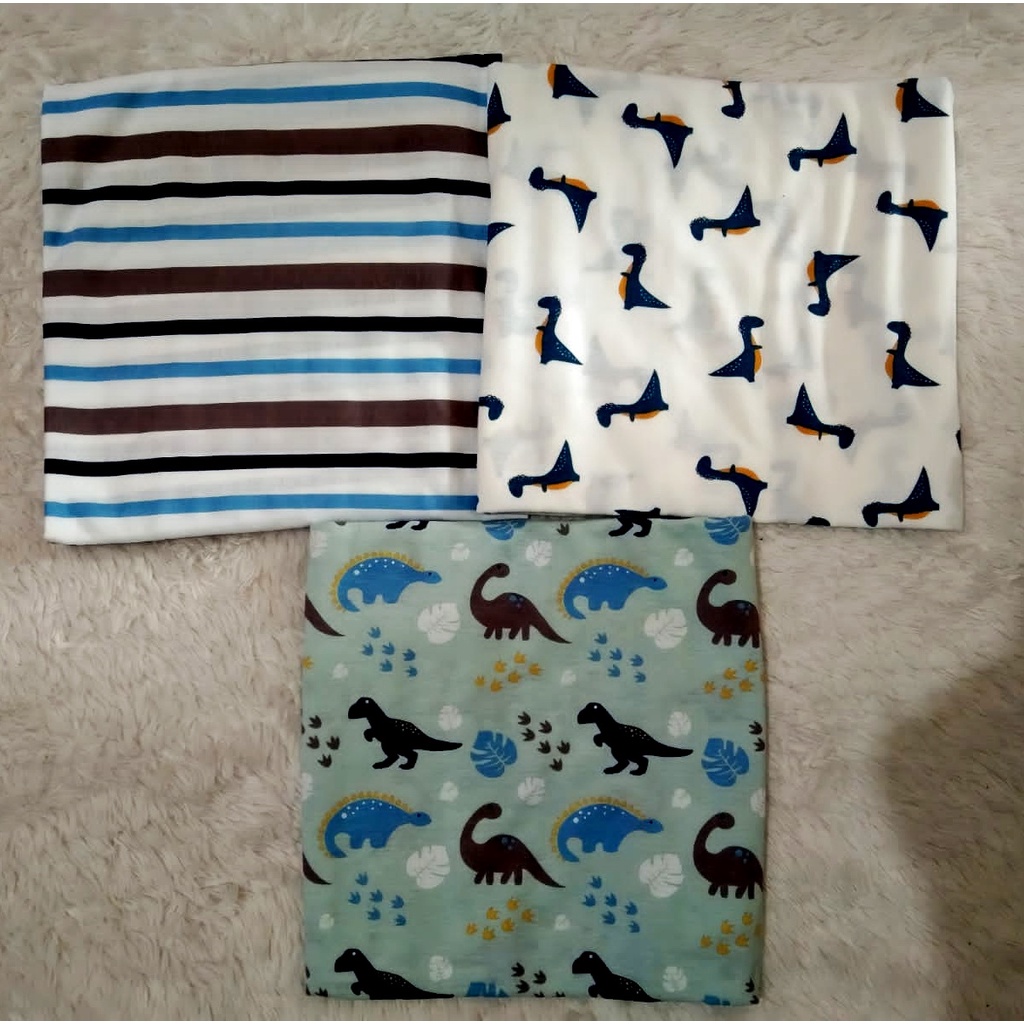 Dialogue Bedong Bayi Katun Print Newborn Bayi Baru Lahir isi 3 Pcs