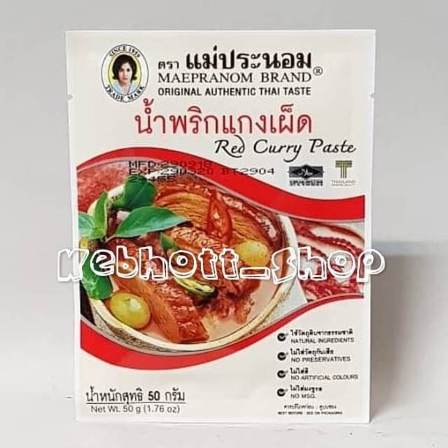 

Maepranom Brand Red Curry Paste Sauce 50g | Mae Pranom Saus Kari Merah
