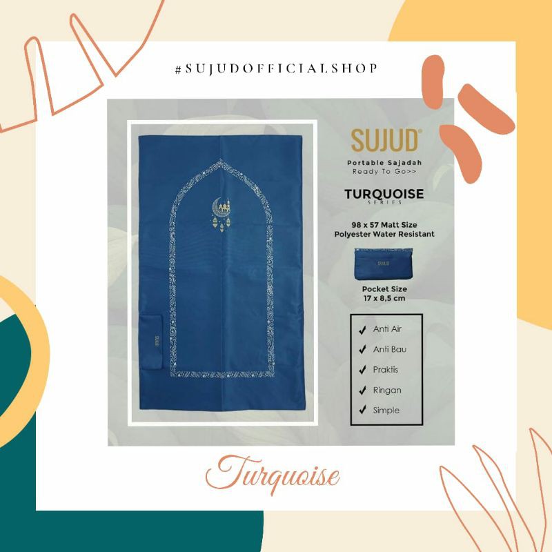 Sajadah Sholat Portable Turquoise Series Traveler Turki Premium- SUJUD