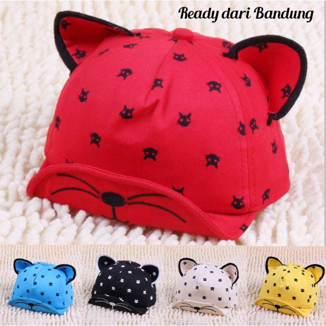 Topi Baseball Musim Panas Bayi Laki-laki Perempuan Telinga Motif dan Telinga Kucing Lucu