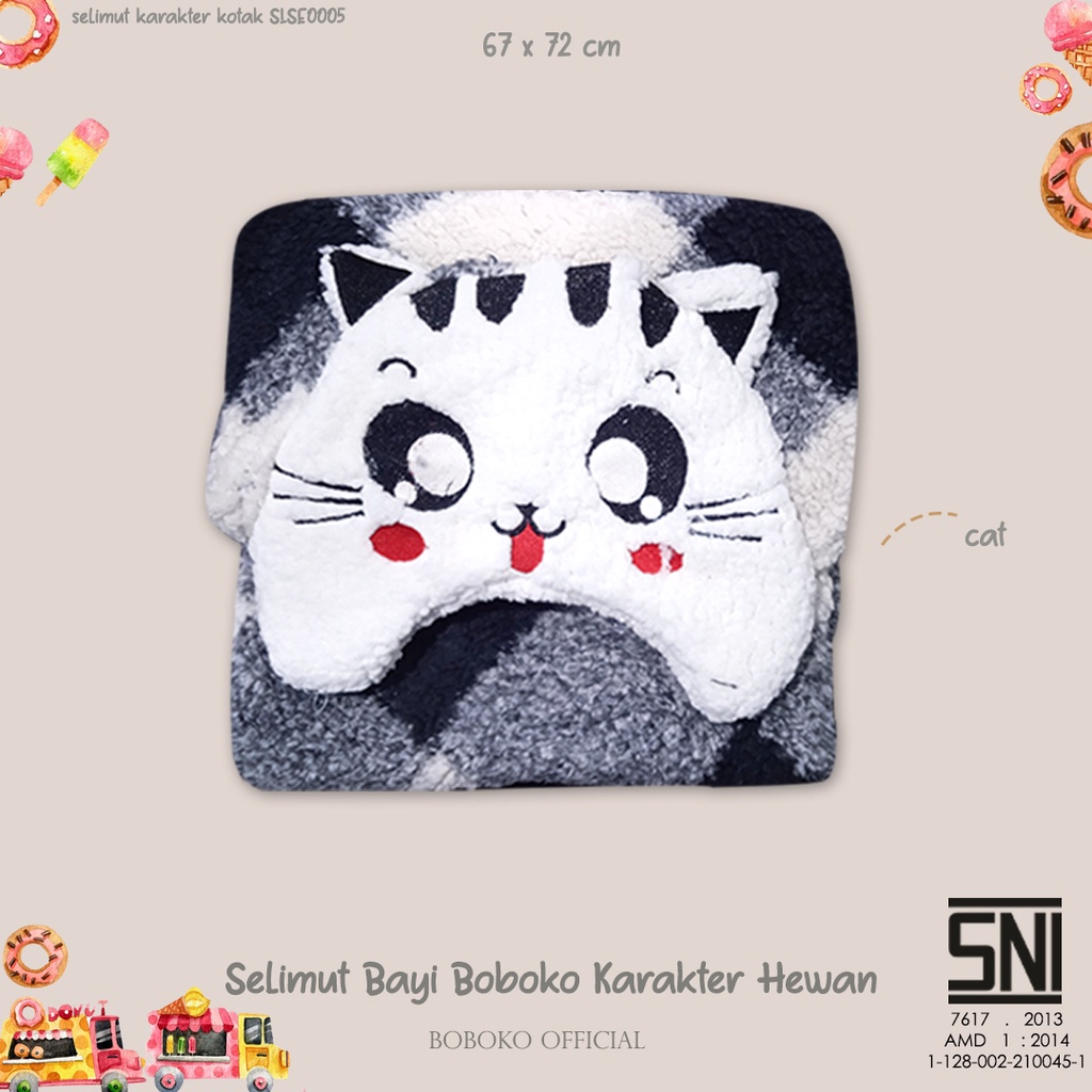 BOBOKO Selimut Bayi Karakter Hewan Premium 67x72 cm SLMT1