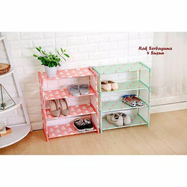 Rak sepatu sandal 4 susun - shoes rack - tempat bumbu dapur - Rak portable