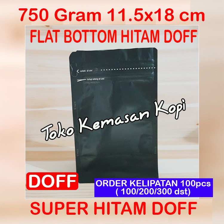

Kemasan Kopi 200-250gr Flat Bottom Super Hitam DOFF 750(11.5x18cm)/Usus ayam/camilan