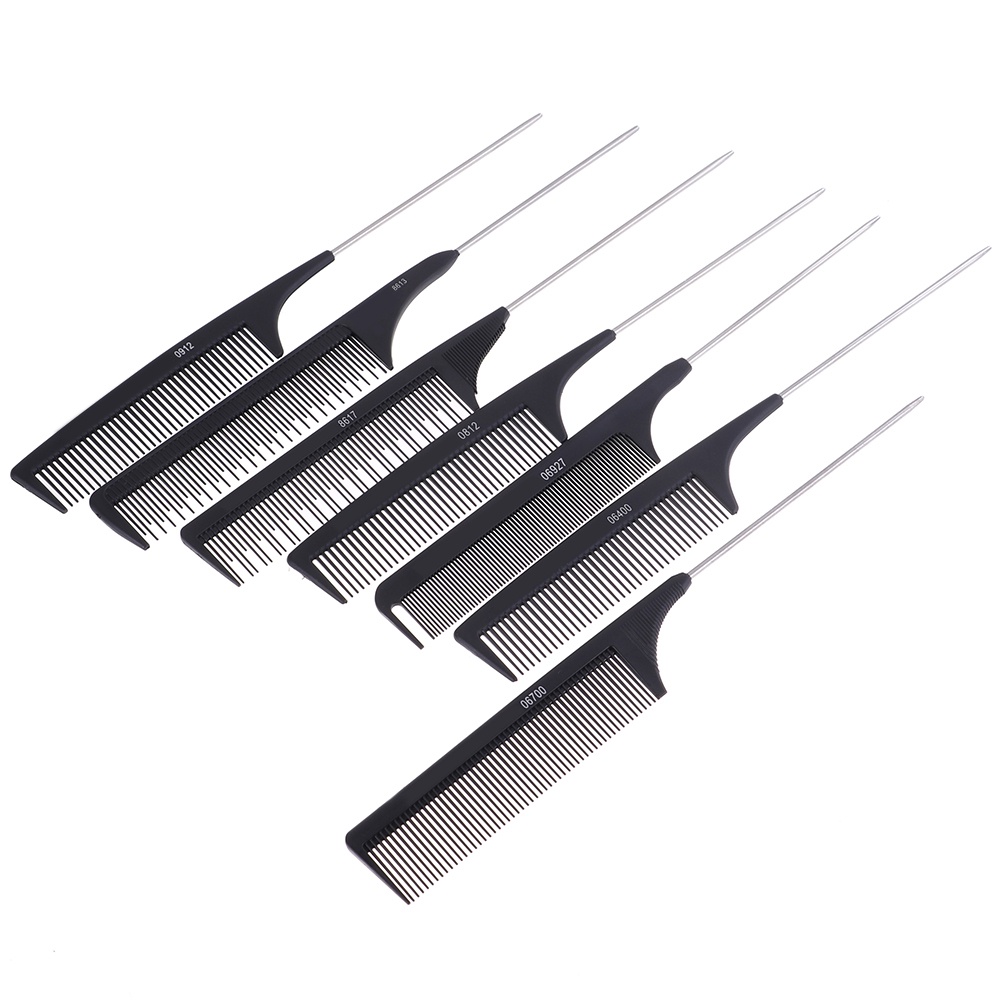 {LUCKID}Professional Hair Tail Comb Salon Cut Comb Styling Stainless Steel Spiked