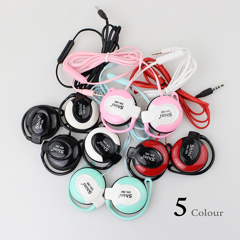 Shini Earhook Clip-on Headphone Sporty - SN360 - Black