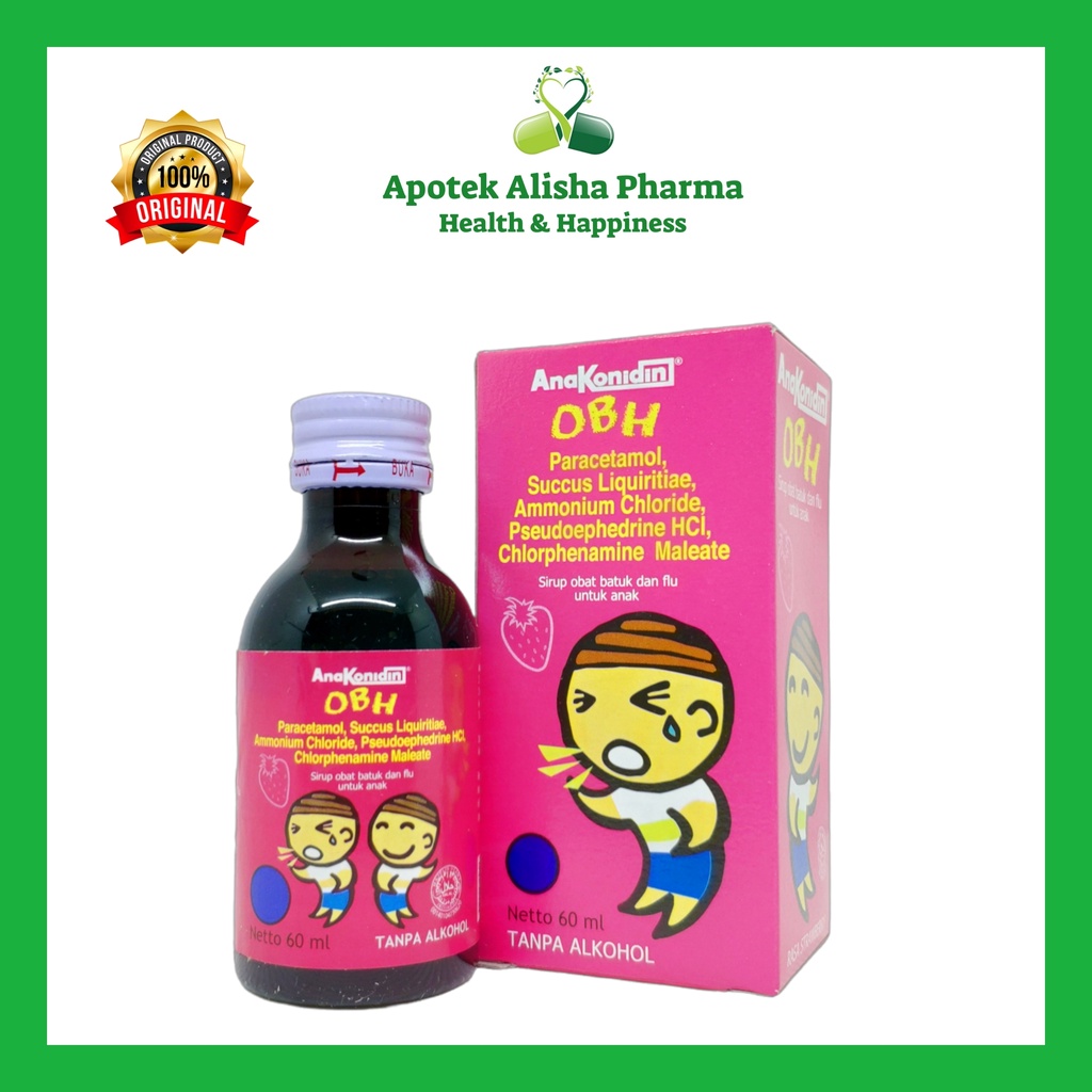 ANAKONIDIN OBH SYRUP 60ml 30ml - Anakonidin OBH Sirup Obat Batuk Flu Pilek Panas Demam Anak / Anakonidin Pink Sirup / Anakonidin Sirup Rasa Strawberry