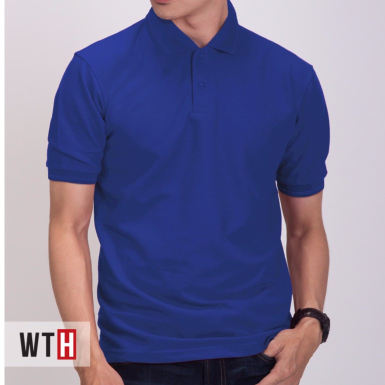 KAOS POLO SHIRT POLOS BIRU ELEKTRIK WHAT THE HEAVEN