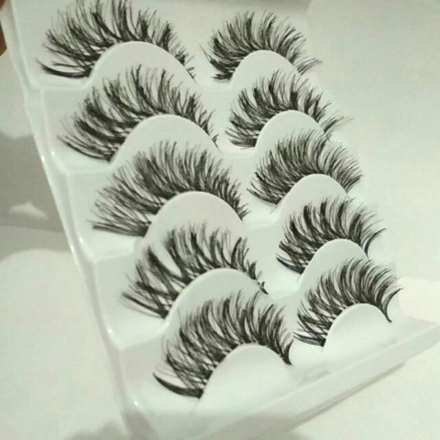 ⭐⭐⭐⭐⭐ 5 PASANG / PAK / PACK BULU MATA PALSU NATURAL MURAH DAN BERKUALITAS / BISA TAMBAH MERK SENDIRI