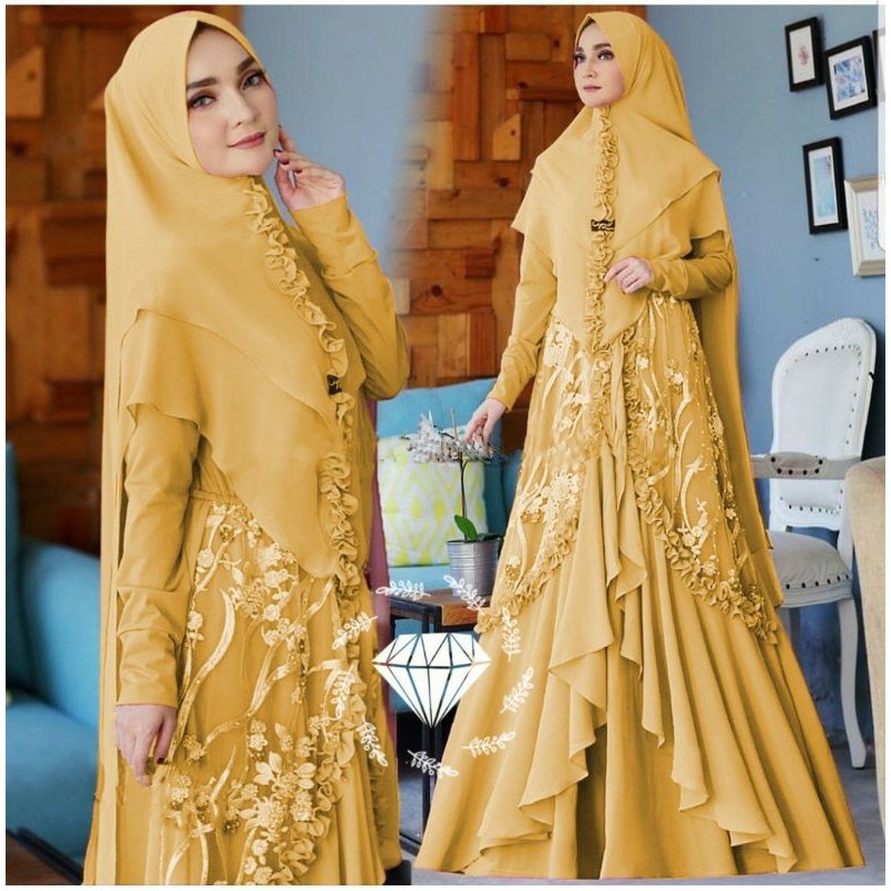 Baju Gamis Muslim Terbaru 2020 2021 Model Baju Pesta Wanita kekinian Kekinian Busana gaun remaja XL