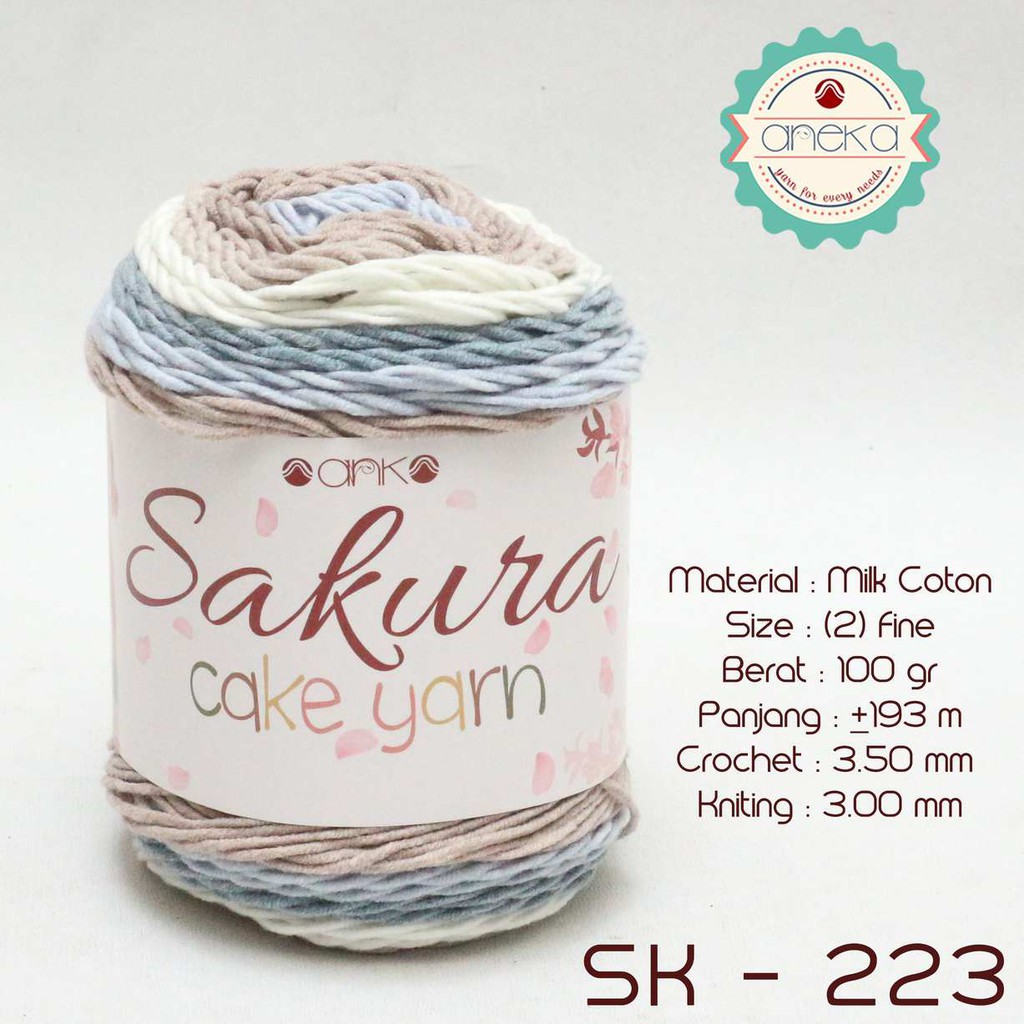 Benang Rajut Katun Susu Rainbow Sakura Cake Milk Cotton Yarn - 223