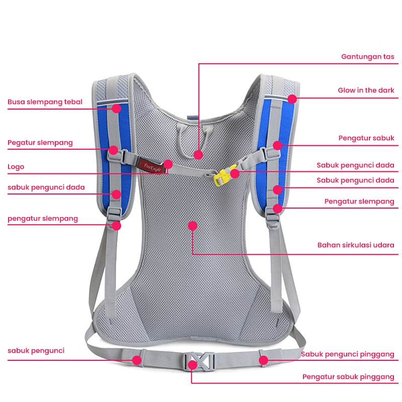 Highland Tas Ransel Gunung Unisex Tas Ransel Hydropack Sepeda Trail Marathon Run Waterproof TFK702