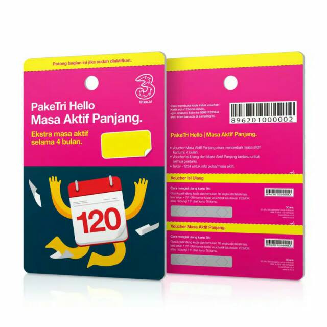 Voucher / Inject Masa Aktif Kartu 3 Tri 4 bulan 120 hari