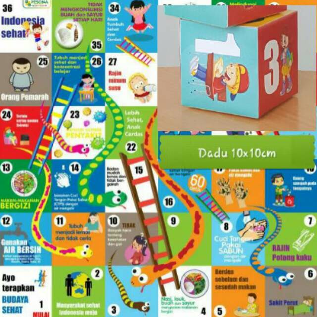 Ular Tangga Jumbo Raksasa Aku Anak Sehat 2x2m dg dadu