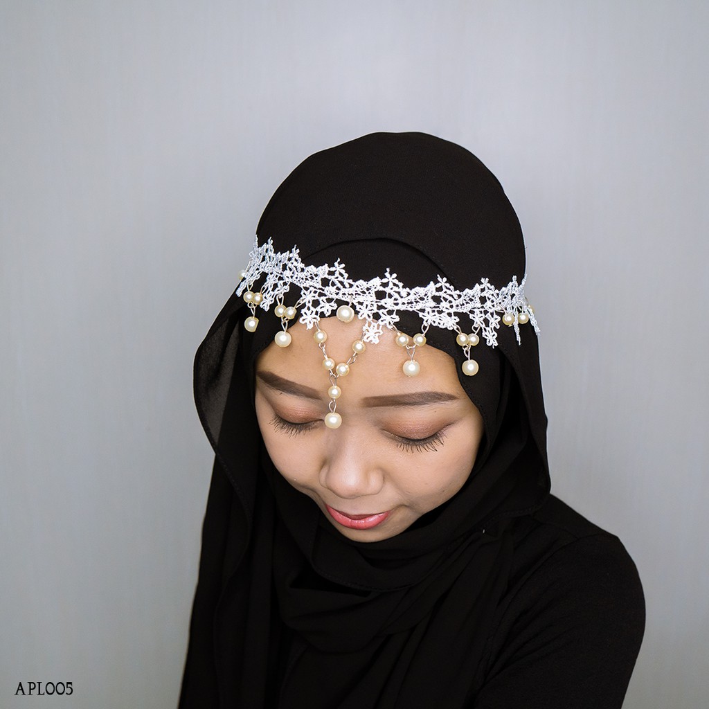 [PRODUK TERBATAS] TIARA HIJABERS AKSESORIS WEDDING LACE BROKAT PUTIH APL005