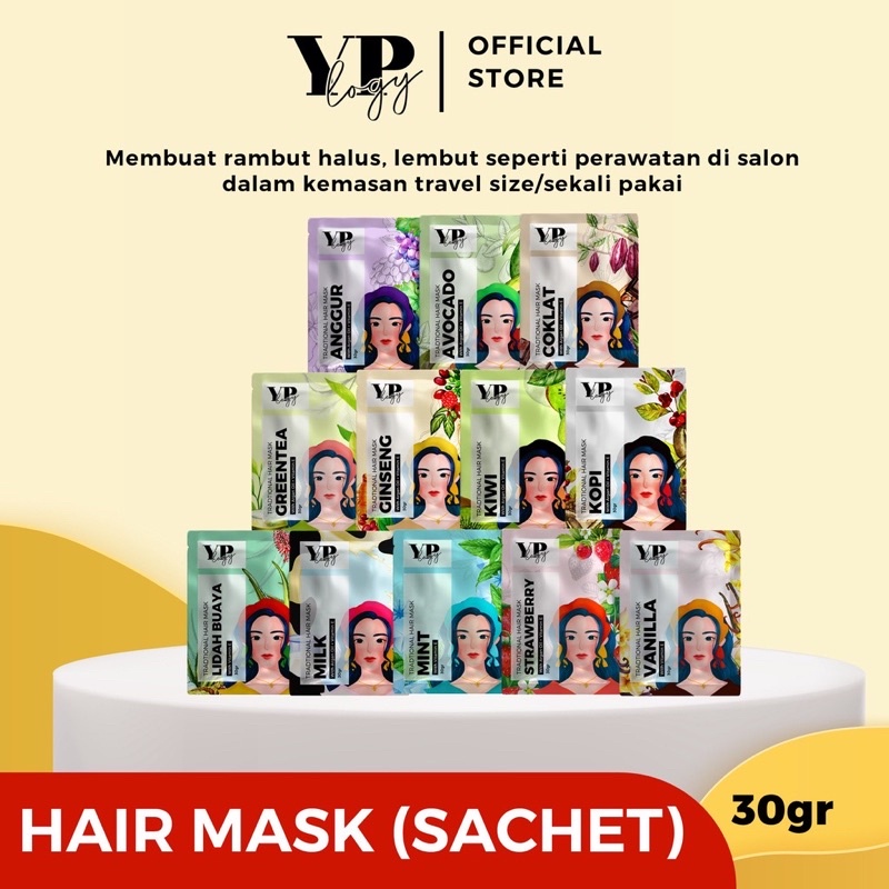 YPLOGY Traditional Hair Mask (Masker Rambut) Creambath 250gr BPOM With Argan Oil &amp; Vit E