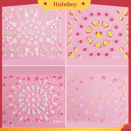 Huluboy Huluboy♡ 50pcs Stiker Kuku 3D Desain Bunga Butterfly Untuk Manicure