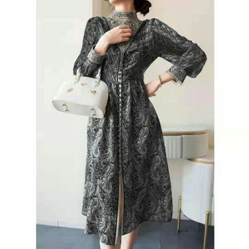 57740 Baju midi dress gaun pesta wanita hitam baju dress pesta kondangan cewek import korea terbaru