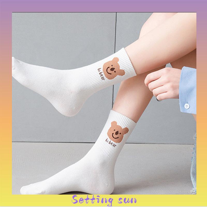 Beruang Medium Tube Kaus Kaki Kaus Kaki Katun Lucu Kaus Kaki Musim Panas Kaus Kaki Tipis TN