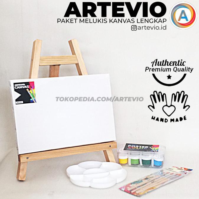 

Best Seller! Paket Lukis Mini Polos / Paket Kanvas Lukis Cat Easel Palet Dan Kuas - 30 X 20 Termurah