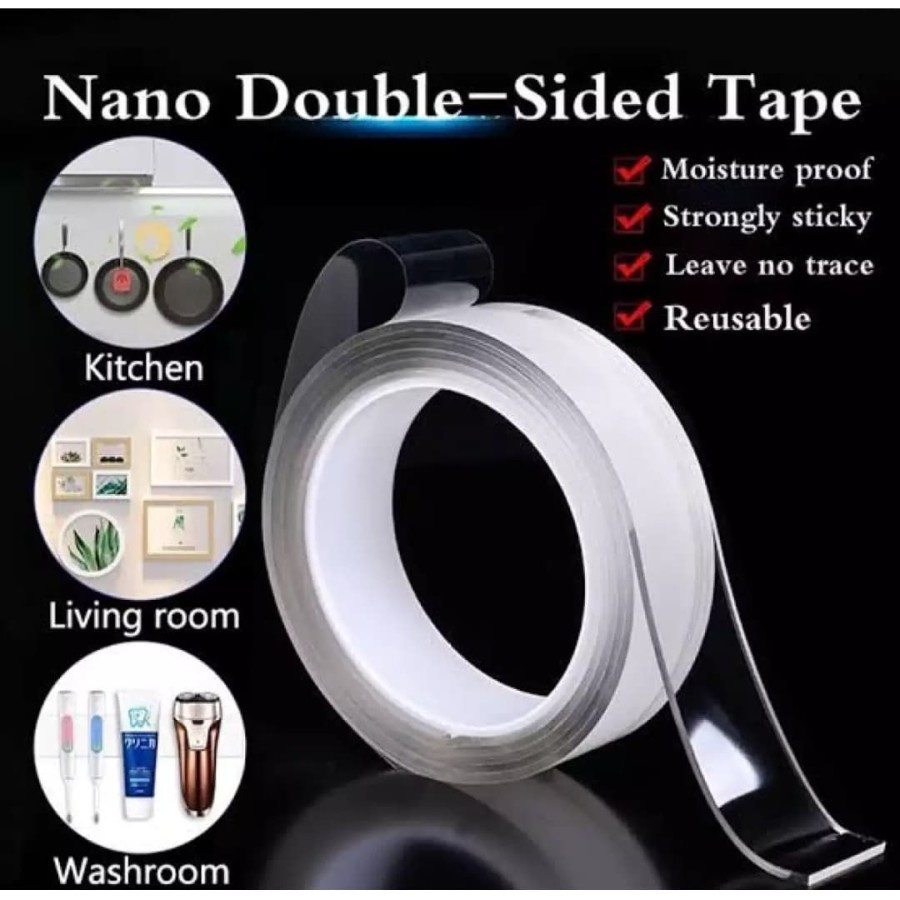 Nano Tape Double GRIP TAPE 100CM - Perekat Selotip Isolasi Serbaguna Lakban Bening - Grip Tape - Grid Tape