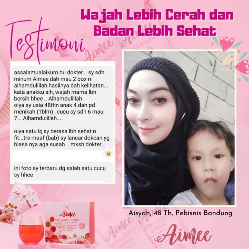 ( 1 BOKS  ) Collagen Drink Aimee Beaute Glow Minuman Collagen Pemutih Badan Permanen Mengandung Vitamin C Saffron dan Goji Berry Ampuh atasi Penuaan Dini Jerawat Membandel