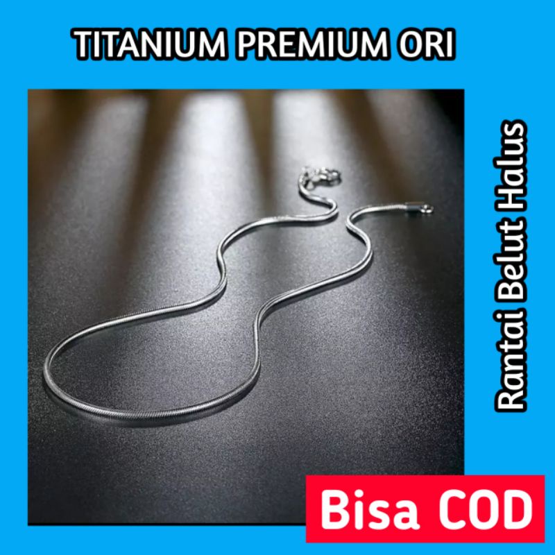 kalung titanium silver model belut  halus nyaman dipakai pria dan wanita ukuran 45  dan 60 cm