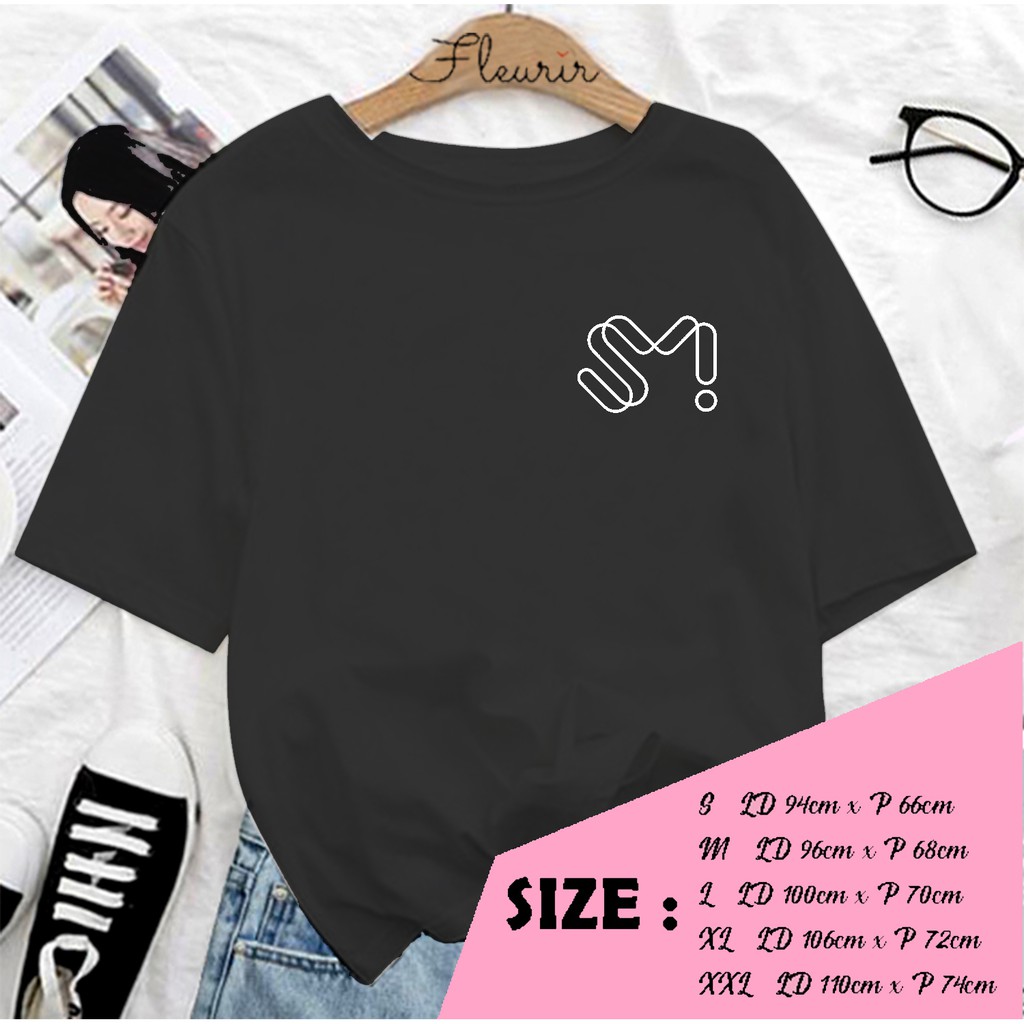 FLEURIR - KAOS SM ENTERTAINMENT KPOP PL WANITA DEWASA LENGAN PENDEK TEE UNISEX