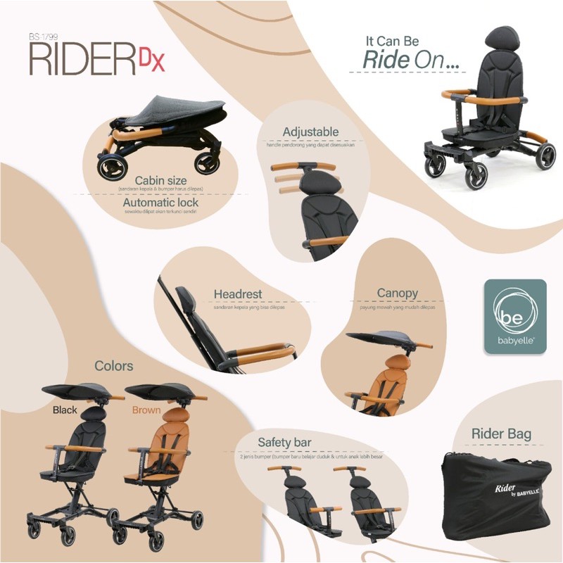 Makassar - Kereta Bayi Stroller Babyelle Convertible Rider DX 1799 Convertible Cabin Size