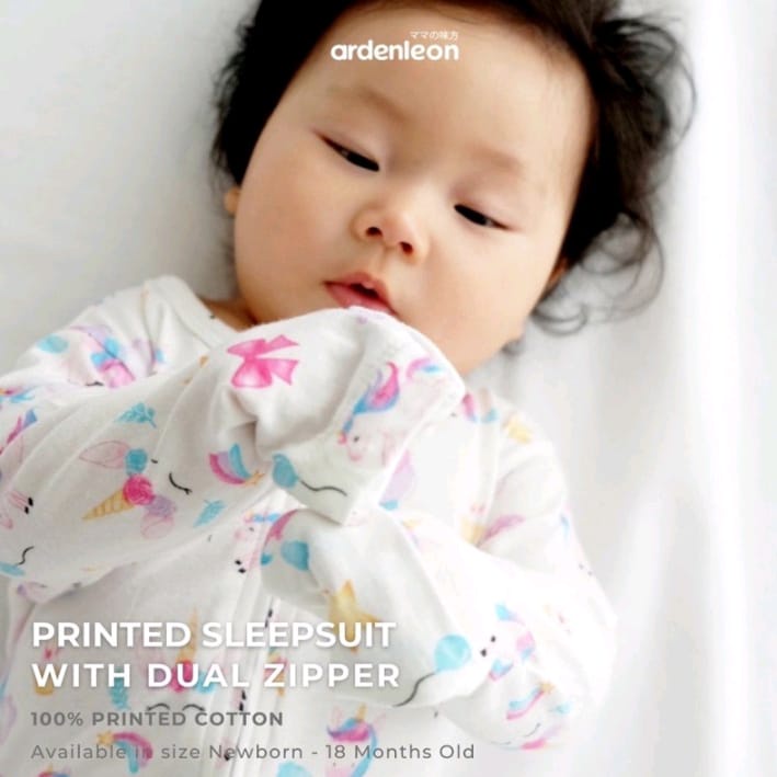 ArdenLeon PRINTED SLEEPSUIT WITH DUAL ZIPPER BASIC / Baju Tidur Bayi