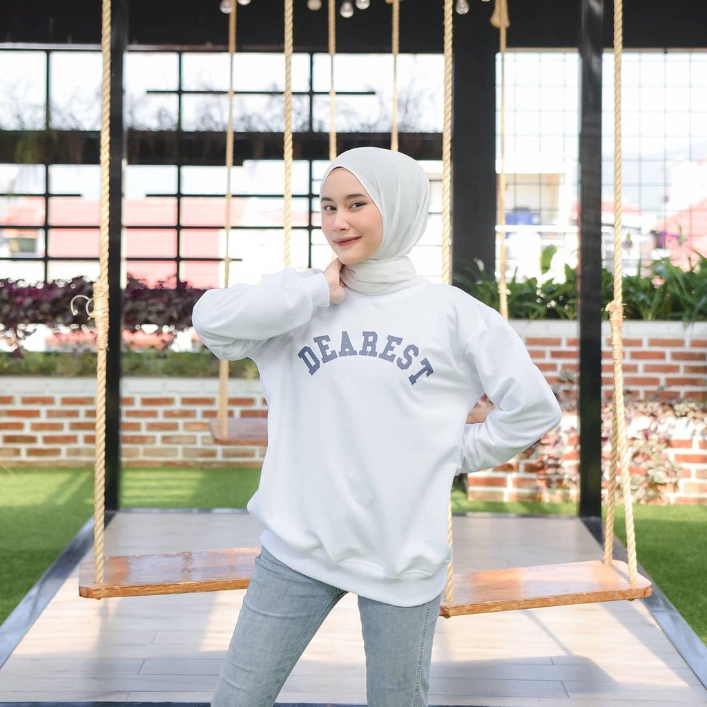 Sweater Dearest | Korean Style Sweatshirt | Pakaian Wanita Dan Pria | Bahan Fleece | Allsize