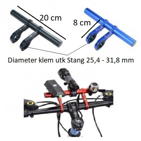 Extension stang extender handlebar sepeda / motor bracket tambahan mounting holder HP GPS lampu Bel