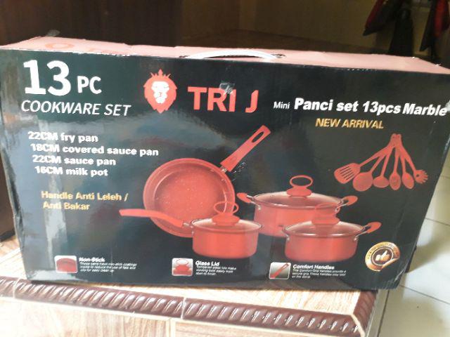 Free Bubble Wrap Panci Teflon Set 13pcs Tri J/ Panci Set Marble 13pcs