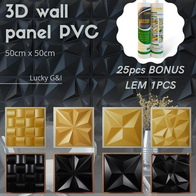 WALL PANEL 3D PVC/ WALLPANEL BLACK & GOLD TERLARISS...,,,,,