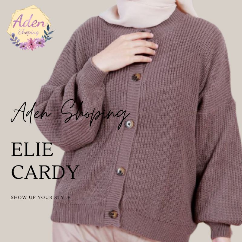 Cardy Ceiline Export Tebal Kerah Bulat Cardigan Rajut Elie Premium Kancing