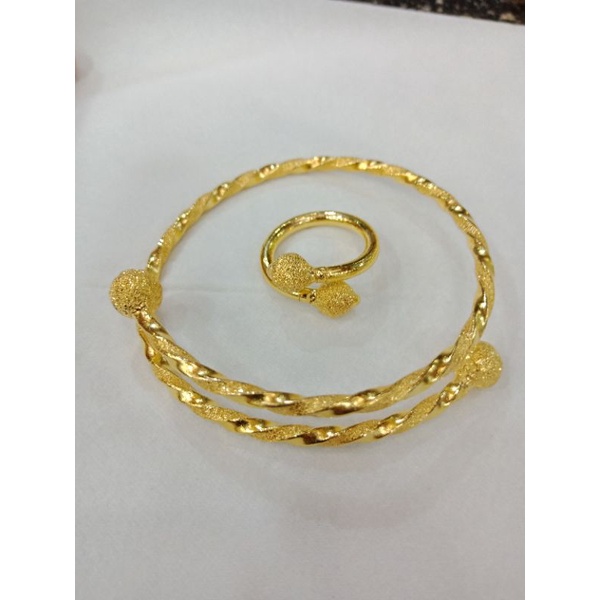 gelang boba set cincin lapis emas