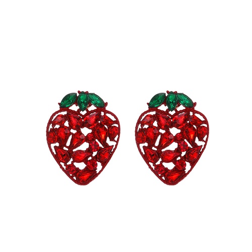 LRC Anting Tusuk Fashion Red Alloy Diamond Earrings K48100