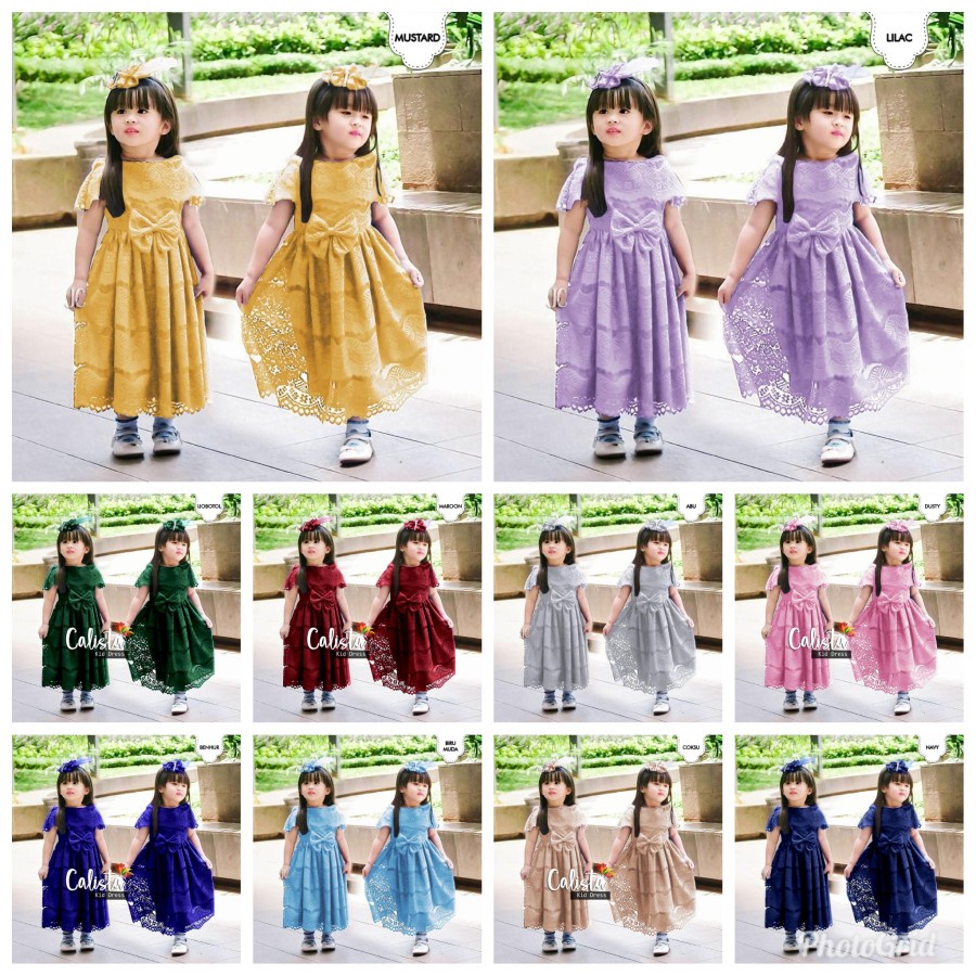Calista Kids Dress Baju Gaun Anak Perempuan Maxi Brukat Pesta Kondangan Ulangtahun Wedding Pernikaha