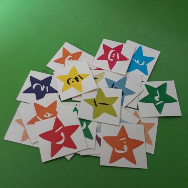 Stiker huruf hijaiyah kecil (dapat 30 huruf hijaiyah)