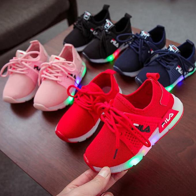 DISKON SEPATU ANAK LED CASUAL FILLA - 21, LED FIL RED