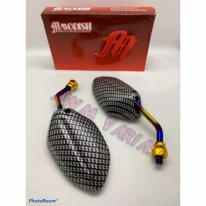 spion motor model beat carbon tangkai pendek/mini two tone beat, vario