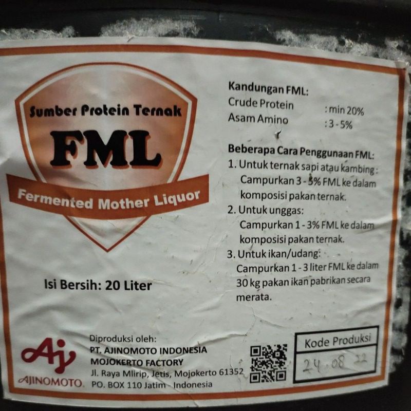 RK FML 20 liter MURNI ASLI, Sumber Protein Ternak ( SAPI,DOMBA,AYAM,BEBEK dll__)