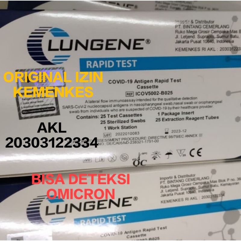 Jual Lungene Swab Antigen Box Biru AKL Omicron Clungene Kemkes Ori Box ...