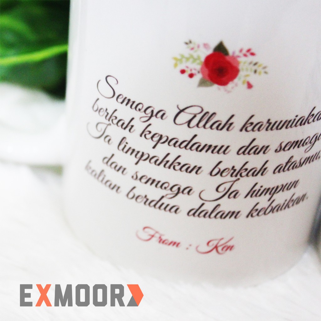 Kado Pernikahan Mug Couple Doodle Pengantin Hijab