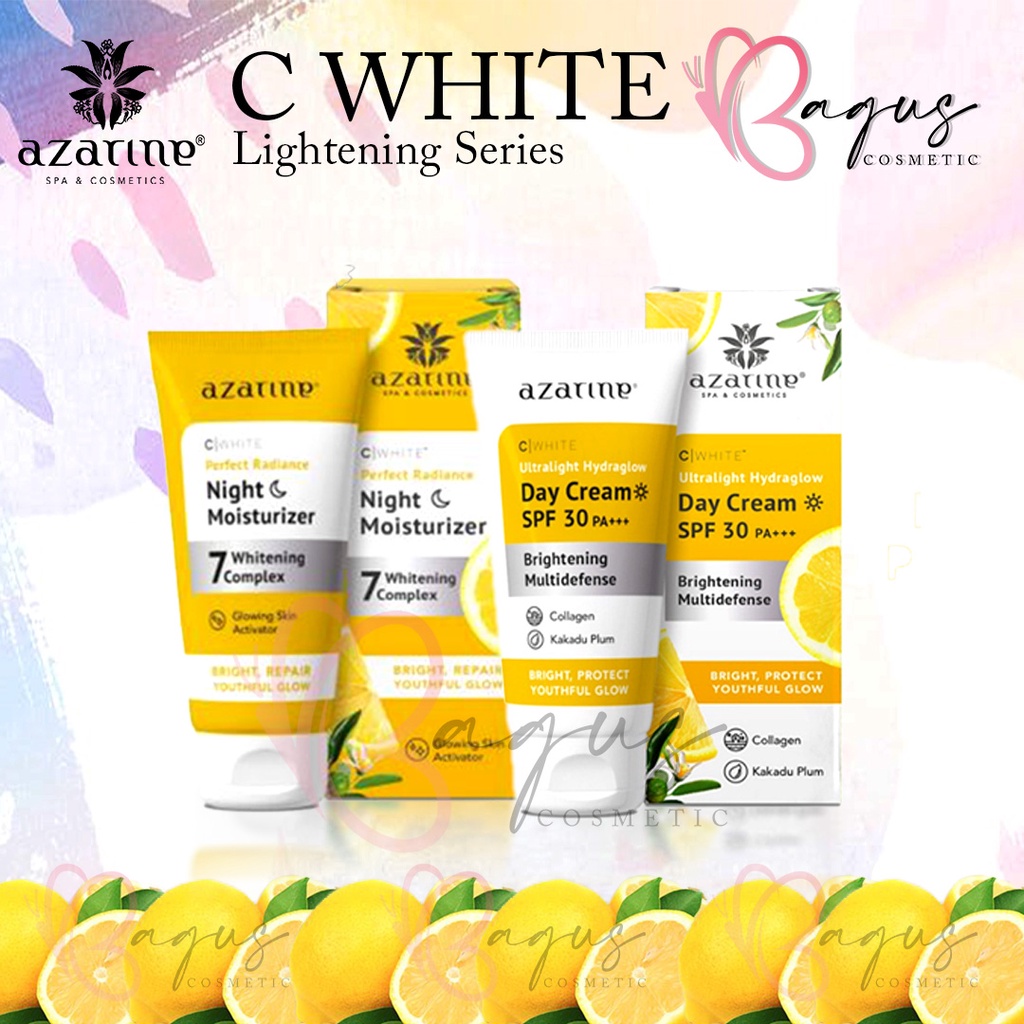 ⭐BAGUS⭐ AZARINE C WHITE LIGHTENING SERIES | Facial Wash Serum Night / Day Cream / Face Mist Eye