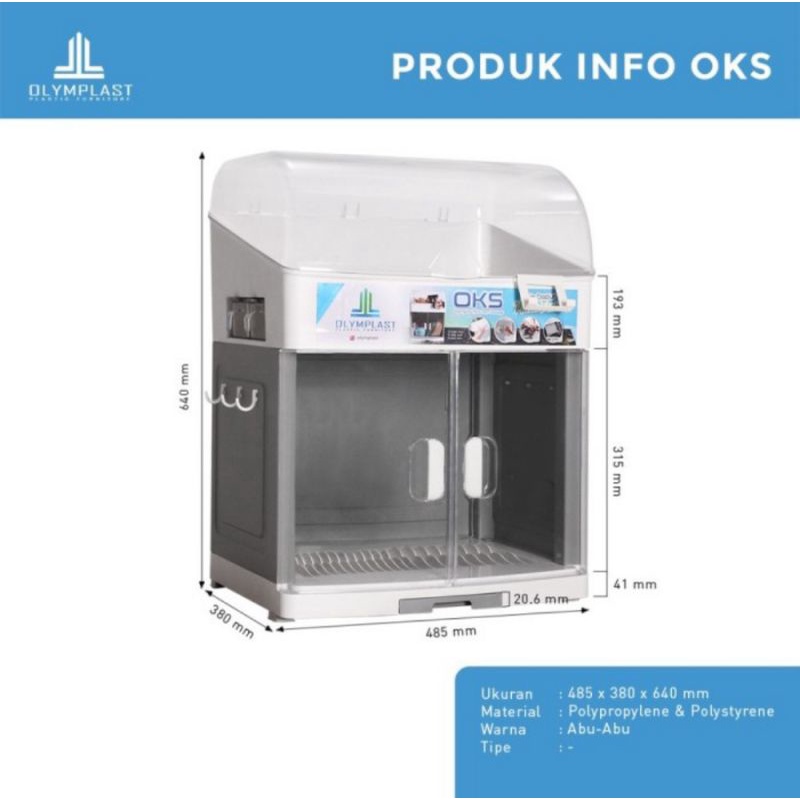 Rak piring / Lemari Piring Plastik Dengan Penutup -  Olymplast OKS