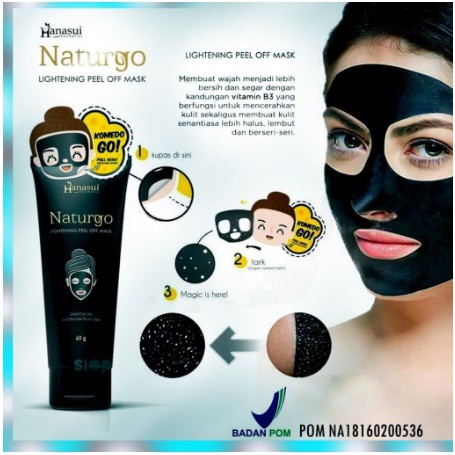 ✨SHASYA✨  HANASUI Naturgo Peel Off Mask Kemasan TUBE 60gr | Egg White 80gr Halal Original BPOM